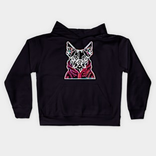 Neon Boston Terrier Pop Art Kids Hoodie